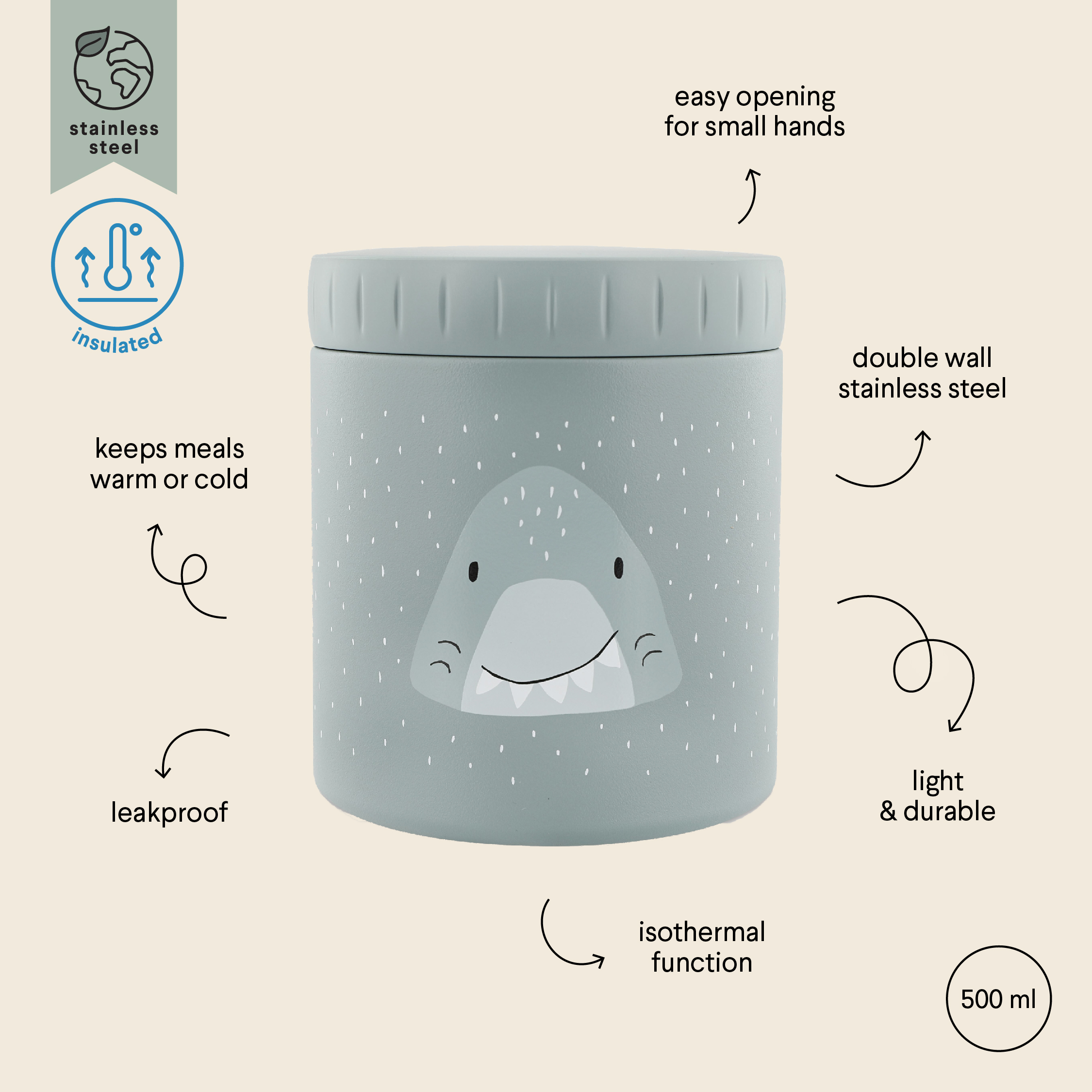 Isothermische lunchpot 500 ml - Mr. Shark